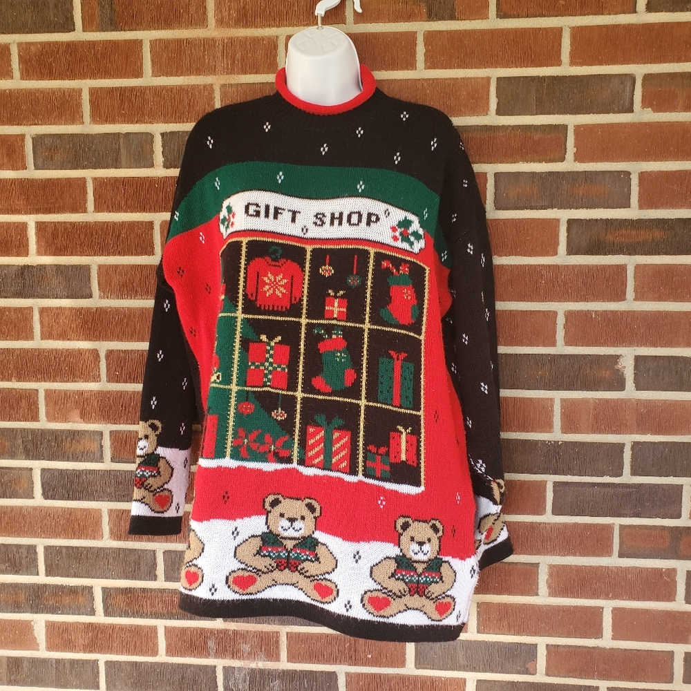 Classic Elements Large Womens Teddy Bear Toy Store Christmas Xmas Ulgy Sweater